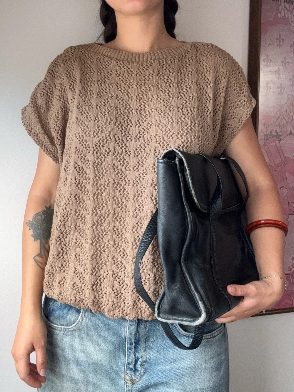 Black Leather tote bag work bag